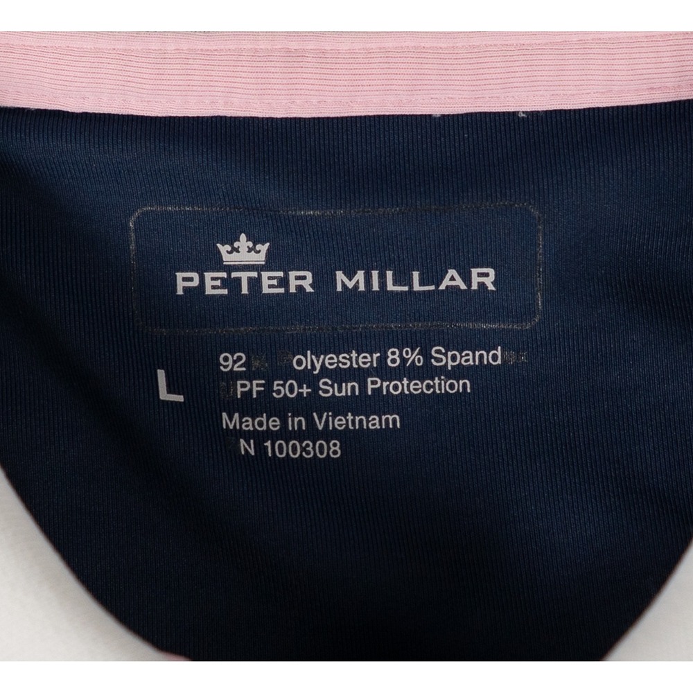 Peter Millar Womens Sleeveless Golf Dress Navy Pink Trim Large UPF 50+ Preppy - Picture 2 of 6